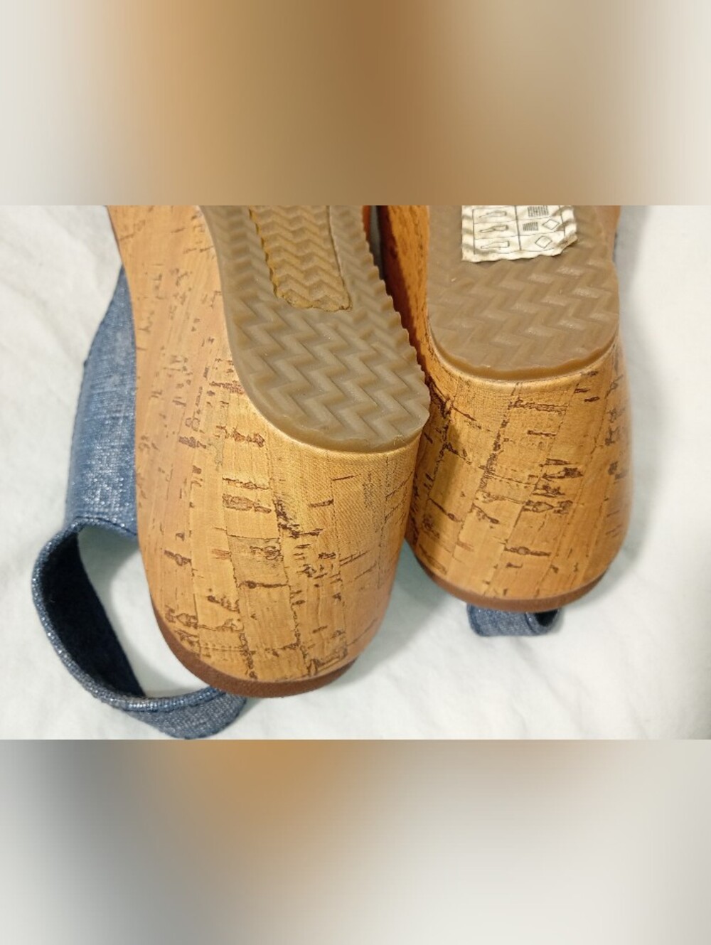 Women’s Skechers Open Toe Blue Sling Back Wedge Sandles sz 9 - Picture 7 of 8